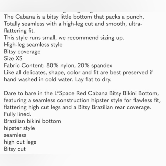 NWT‎ L*Space Cabana Bitsy Brazilian Bikini Bottom -Pink-XS- High Leg - Picture 5 of 6